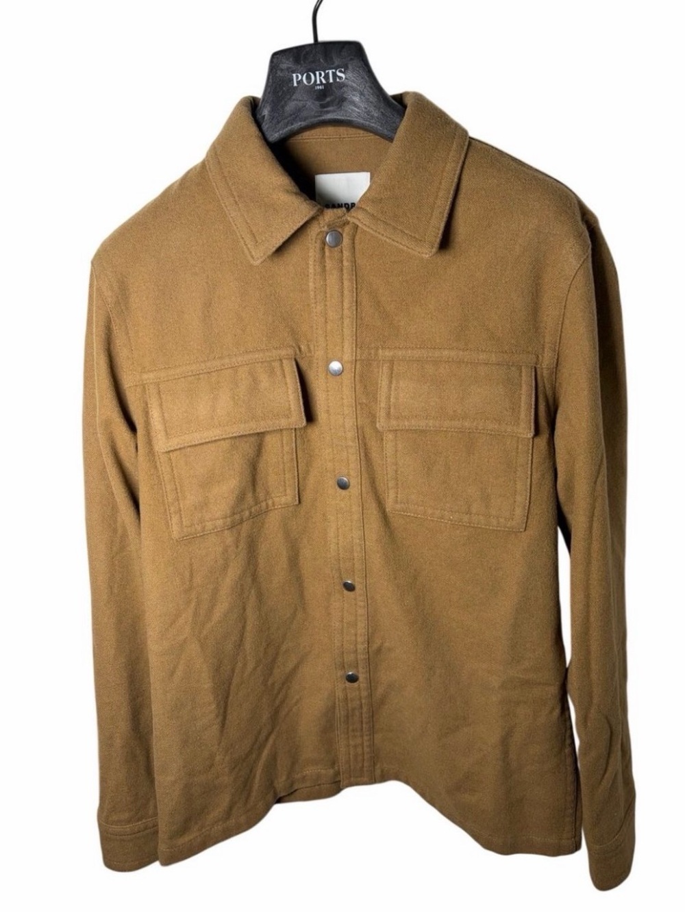 Sandro Men's Camel Wool Overshirt size M